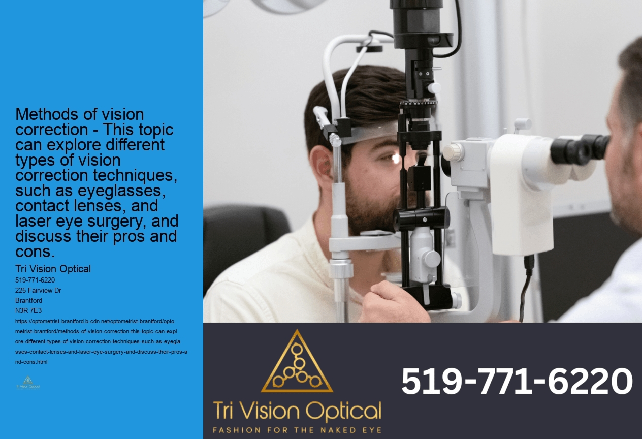 Methods of vision correction - This topic can explore different types of vision correction techniques, such as eyeglasses, contact lenses, and laser eye surgery, and discuss their pros and cons.